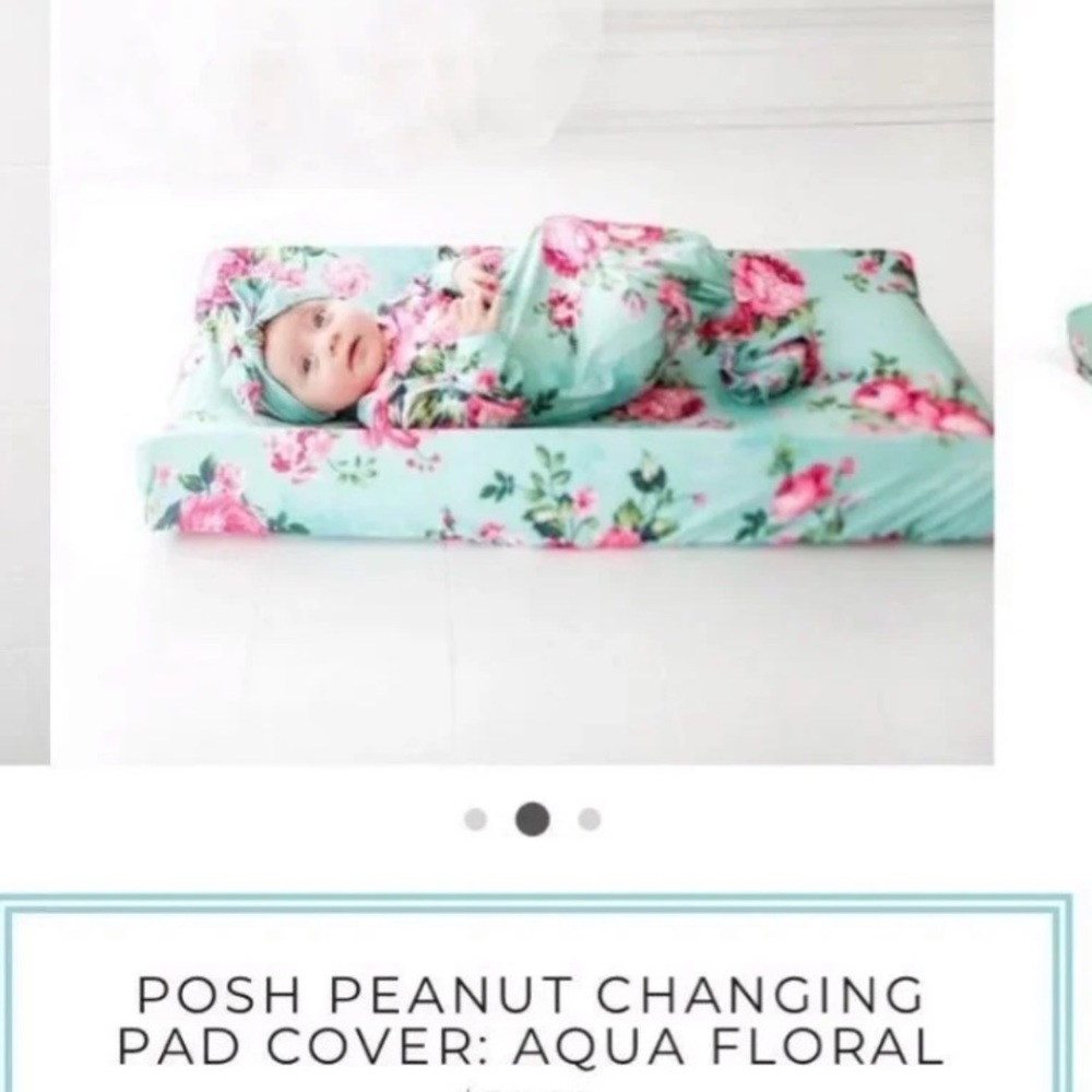 Posh Peanut Set Aqua Floral Crib & Changing cover